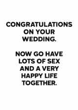 Funny Wedding Card for Couple – Have Lots of Sex & a Happy Life Together created by Amy Corlett