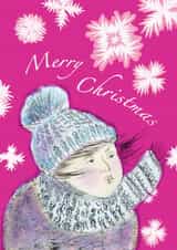 Christmas - snow - snowflakes - pink - nostalgic created by Amy Hunter