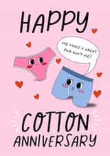 Cute 1st Cotton Anniversary Card for Partner – We Make a Great Pair created by Chipper Prints