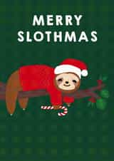 Cute illustrated Christmas card - Merry Slothmas - Merry Slothmas created by Jennifer Lew