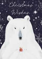 Cute polar bear classic Christmas wishes card - winter wonderland - for family created by Victoria Lucy Williams
