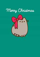 Cute Christmas Card - Pusheen - Red Bow created by Hype Cards