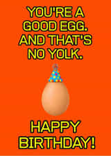 Funny Good Egg Birthday Card, You're a Good Egg, No Yolk Pun created by Click of a Button Prints