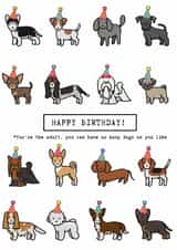 Funny Dog Lover Birthday Card, Dog Breeds in Party Hats Birthday Card created by Paws and Post