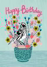 Classic Birthday Card - For Here - Flowers & Bird created by Andrea Lauren