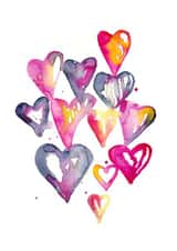Pretty Watercolour Hearts Anniversary Card / Valentines Day Card - Watercolour - Hearts created by Jocelyn Edin