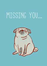 Funny Cute Pug Dog Missing You Card created by Anne Berry