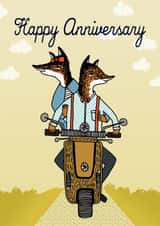 Vintage Fox Anniversary Card - Vespa - Happy Anniversary created by Paper Sparrow