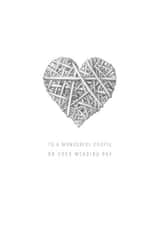 Silver woven love heart - wedding card created by Catherine Flynn