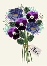 Pretty Mothers Day Card - Mum - Bouquet Of Purple Pansies created by Andrea Lauren