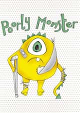 Poorly Monster Get Well Soon, cute illustration by Amy Cockcroft created by Ryland Studios
