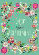 Modern/contemporary retirement card, featuring a beautiful floral design. created by Laura Darrington Design Ltd.