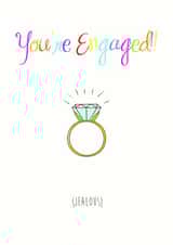 You're engaged (Jealous) - Funny rainbow themed engagement card created by Jane Smedley