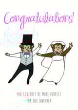 You couldn't be more perfect for one another - Monkey themed wedding card created by Jane Smedley