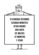 Cute Robot Anniversary Card - 1 Year - 31536000 Seconds 525600 Minutes 8760 Hours 365 Days created by Debmon Design
