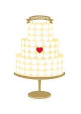 Wedding day cake - yellow - gold - red heart created by TRICIA O