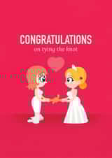 Cute Cartoon Lesbian couple - Congrats on tying the knot created by Michelle Hird