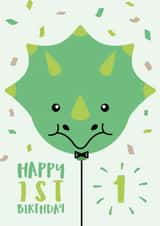 Cute 1st Birthday Card - Dinosaur Balloon created by Macie Dot Doodles