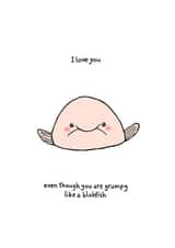 blobfish humour Anniversary Card 5104 created by Ellie Bednall