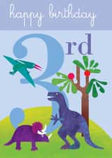 3rd birthday card, happy 3rd birthday, dinosaur, cute and funny created by Kali Stileman