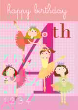 4th birthday card, birthdya, ballerina, pretty and traditional created by Kali Stileman