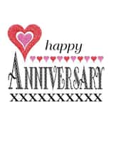 Stitch Typography Anniversary Card - Hearts - Happy Anniversary created by Gellie Design