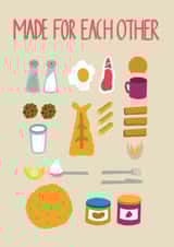 Cute Food Matches Anniversary Card / Valentines Day Card - Made For Each Other created by Stonefoxes