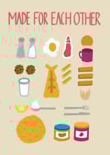 Cute Food Matches Anniversary Card / Valentines Day Card - Made For Each Other created by Stonefoxes