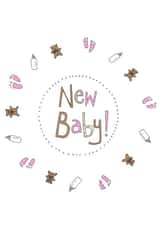 New Baby Girl pink Card illustrated by Amy Cockcroft created by Ryland Studios