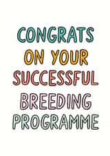Funny New Baby/Pregnancy Card - Congrats On Your Successful Breeding Programme created by Veronica Dearly