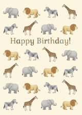 Cute Birthday Card - Animals - Safari created by Hazel Fisher Creations