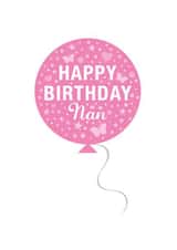 Pink balloon Nan birthday card created by Cookie Design