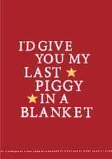 Pigs in blanket Christmas card created by Zoe Brennan