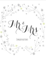 Monochrome Mr & Mrs wedding day card created by Claire Giles