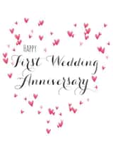 Cute Wedding Anniversary Card - 1st Milestone - Hearts - First Wedding Anniversary created by Claire Giles