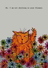 cat flowers Humour Card 5173 created by Corrina Rothwell