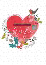 Modern/Contemporary Wife at Christmas Card, featuring a love heart design. created by Laura Darrington Design Ltd.