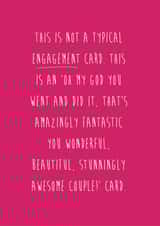 Pink 'oh my god' Engagement card created by Coulson Macleod