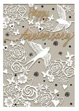 Pretty Anniversary Card - Roses - Swallows - Happy Anniversary created by michael cheung