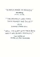 Critics reviews of perfect couple created by Redback Cards