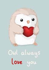 owl chick Valentines Day Card 1756 created by Katie Corrigan