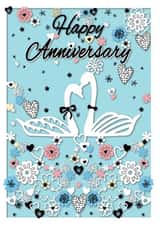 Cute Crafty Anniversary Card - Swans - Happy Anniversary created by michael cheung