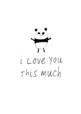 Cute Panda Doodle Anniversary Card / Valentines Day Card - I Love You This Much created by Rachel Storey Illustration