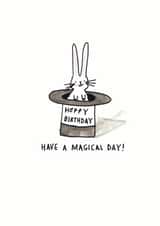 Cute Birthday Card - Hoppy Birthday - Bunny Pun - Magicians Rabbit created by Jelly Armchair