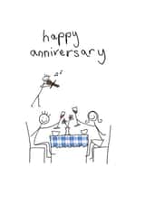 Cute Anniversary Card - Romantic Dinner - Stick Figures created by Greetings by Nibby Williams