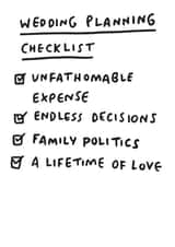 Funny Typography Checklist Wedding Card - Wedding Planning Checklist created by Veronica Dearly