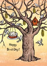 Cute Birthday Card - Birdhouse - Tree created by Happy Nut Creations