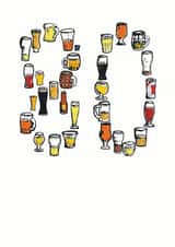 80 beer Birthday Card 7001 created by A Ray of Sunshine Cards