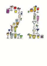 21 cocktails Birthday Card 7002 created by A Ray of Sunshine Cards