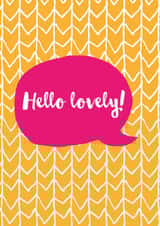 Bright Yellow and Pink Speech Bubble Hello Lovely! Just Because card created by Modupe Yalley